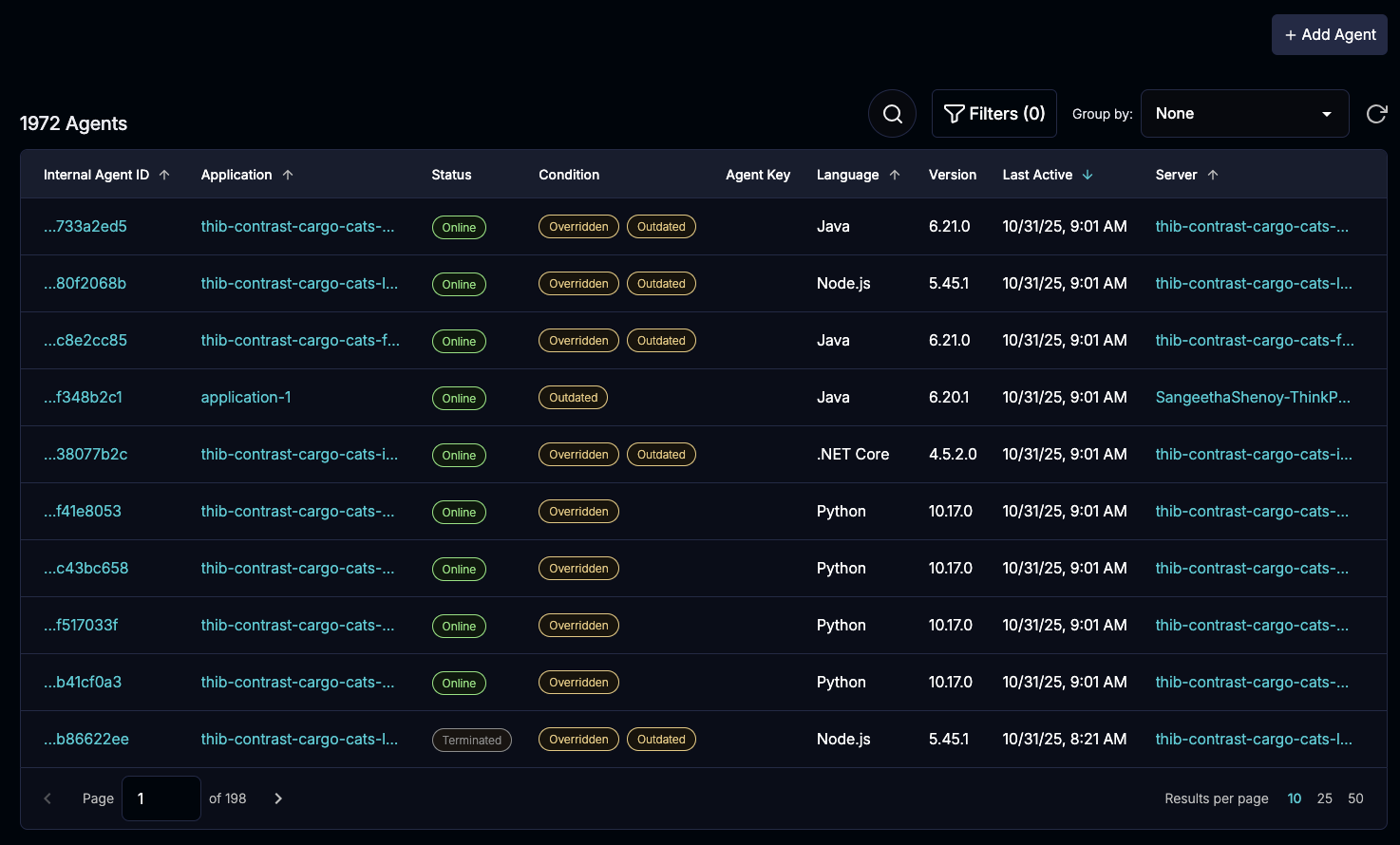Image shows the complete Agent dashboard.
