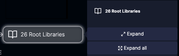 Image show the Expand options after selecting a library entity.